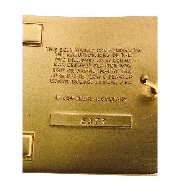 John Deere & Co Commemorative Max Emerge Belt Buckle 1984 #5379 (5417) - Picture 6 of 6